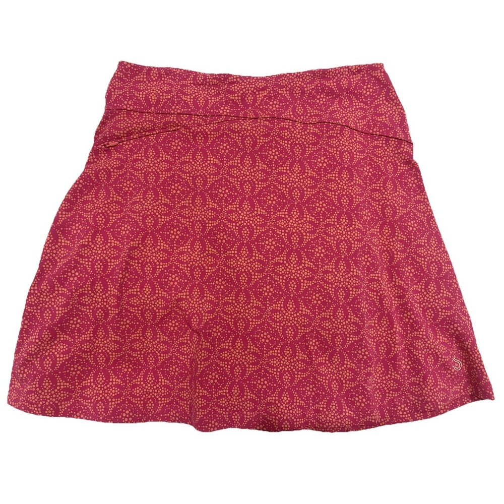 Isis Cotton Knit Pull On Sporty A-Line Skirt Size M Above Knee Pink Colorful